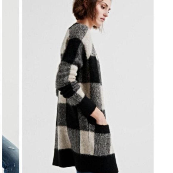 Lucky Brand Women's buffalo Plaid Open Cardigan Sweater size Medium wool blend - Picture 1 of 10